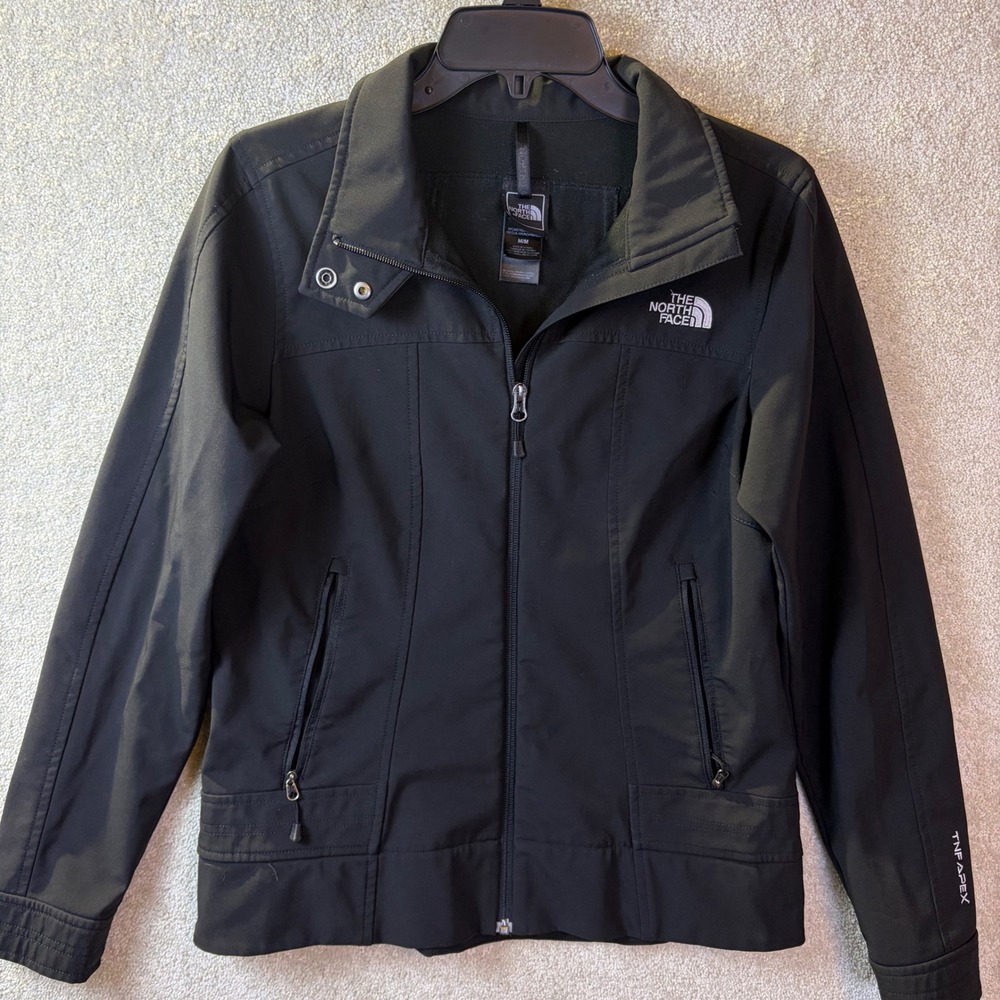 The North Face Apex Softshell Jacket Womens Medium Black Full Zip Mock Neck TNF - Picture 4 of 9
